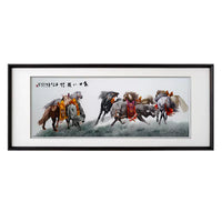 Silk Embroidery Eight Horses Prosperity Decor