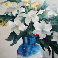 Round‑Framed Suzhou Embroidery Peace Vase Wall Hanging, Chinese Floral Art