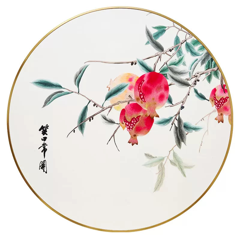 Pomegranate Porcelain Plate - "Peace & Prosperity"