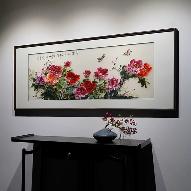 Blooming Prosperity‑Horizontal Peony Wall Decor