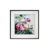 Hand‑Stitched Embroidery** Lotus Pond Sweet Couple‑Square