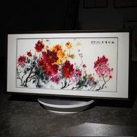 Silk Embroidery Chinese Blooming Peony Wall Decor