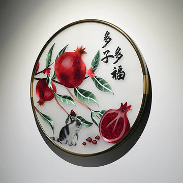 Pomegranate Blessing‑Round Framed Wall Decor