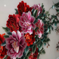 Silk Embroidery Chinese Peony Flower Wall Decor