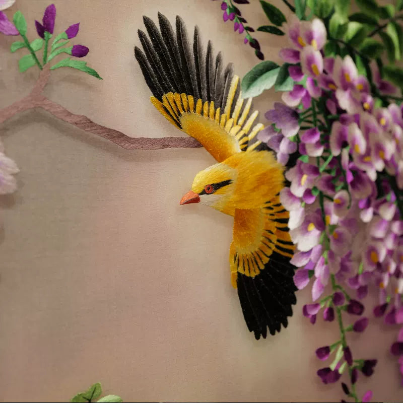 Wisteria Oriole Hand Embroidery