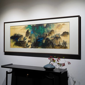 Jade‑Ridge Cloud‑Mist‑Horizontal Framed Wall Piece