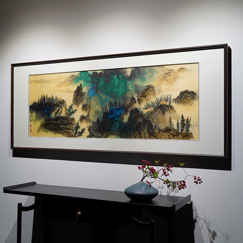 Jade‑Ridge Cloud‑Mist‑Horizontal Framed Wall Piece