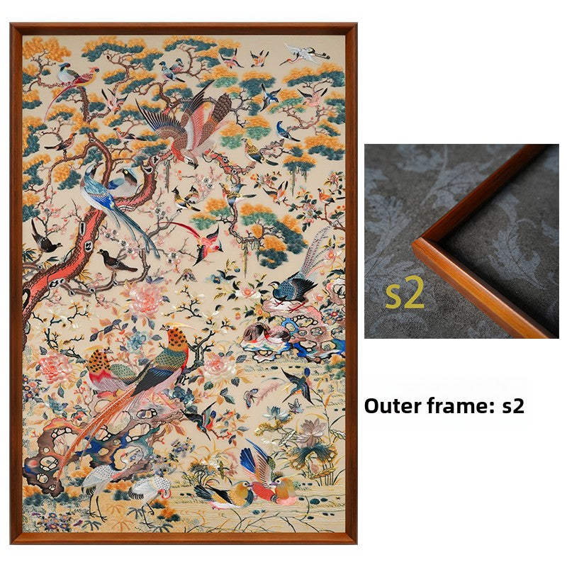 Auspicious Phoenix‑Vertical Suzhou Embroidery Bird Wall Decor