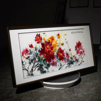 Silk Embroidery Chinese Blooming Peony Wall Decor