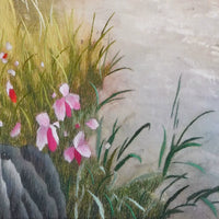 **Handmade Artisan Embroidery** Vertical Autumn Lakeside Scene