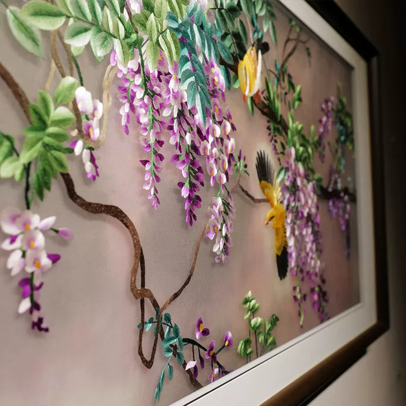 Wisteria Oriole Hand Embroidery