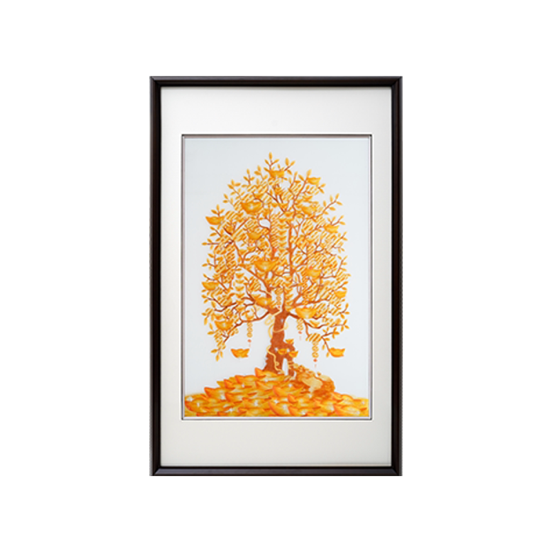 Gold & Treasure‑3‑Panel Money Tree Wall Decor