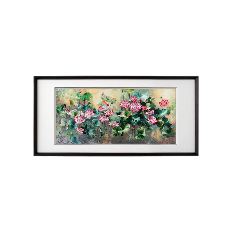 Lotus Pond Charm-Horizontal Suzhou Embroidery Wall Decor