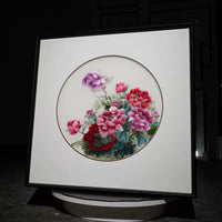Handmade Su Embroidery - Peony Triptych