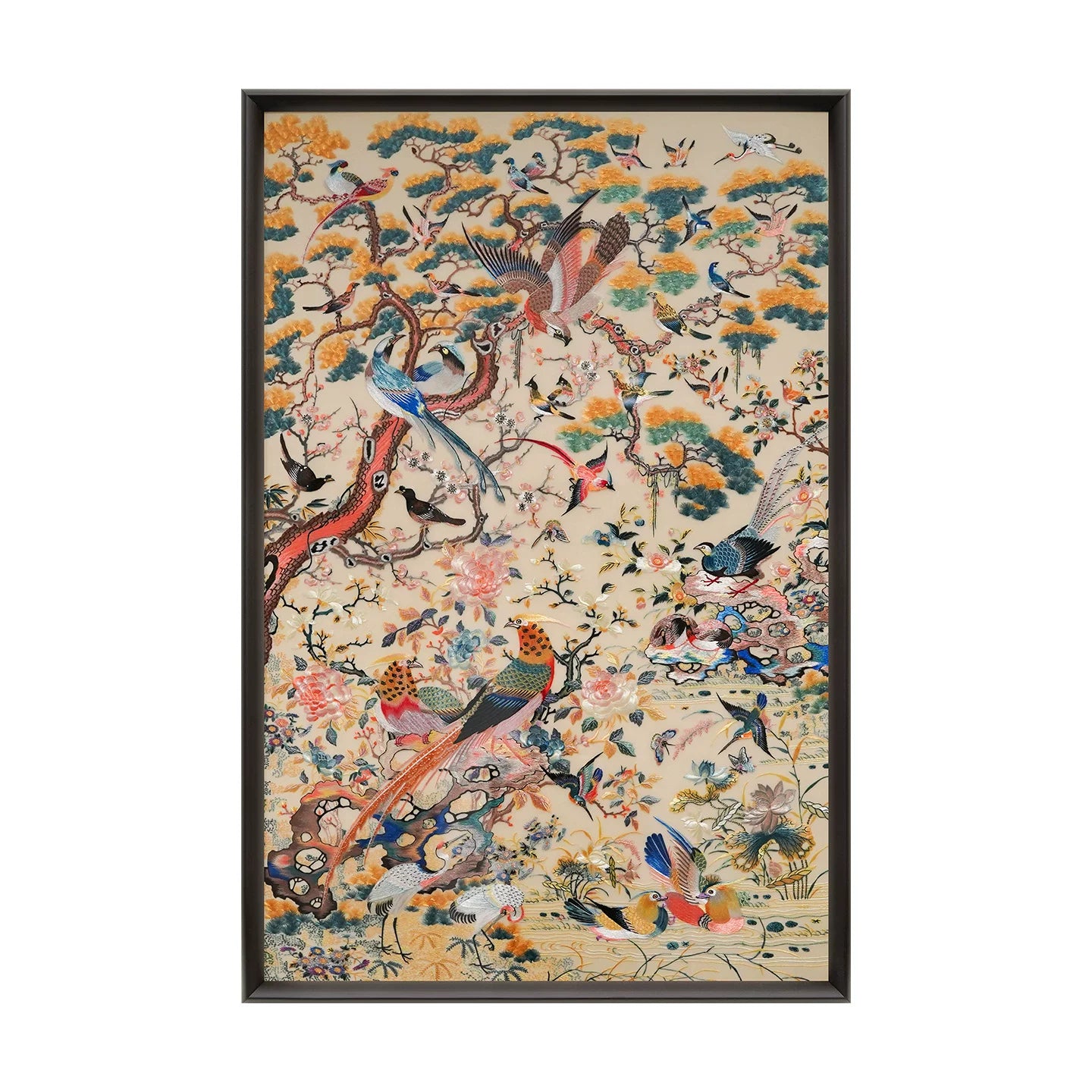 Auspicious Phoenix‑Vertical Suzhou Embroidery Bird Wall Decor
