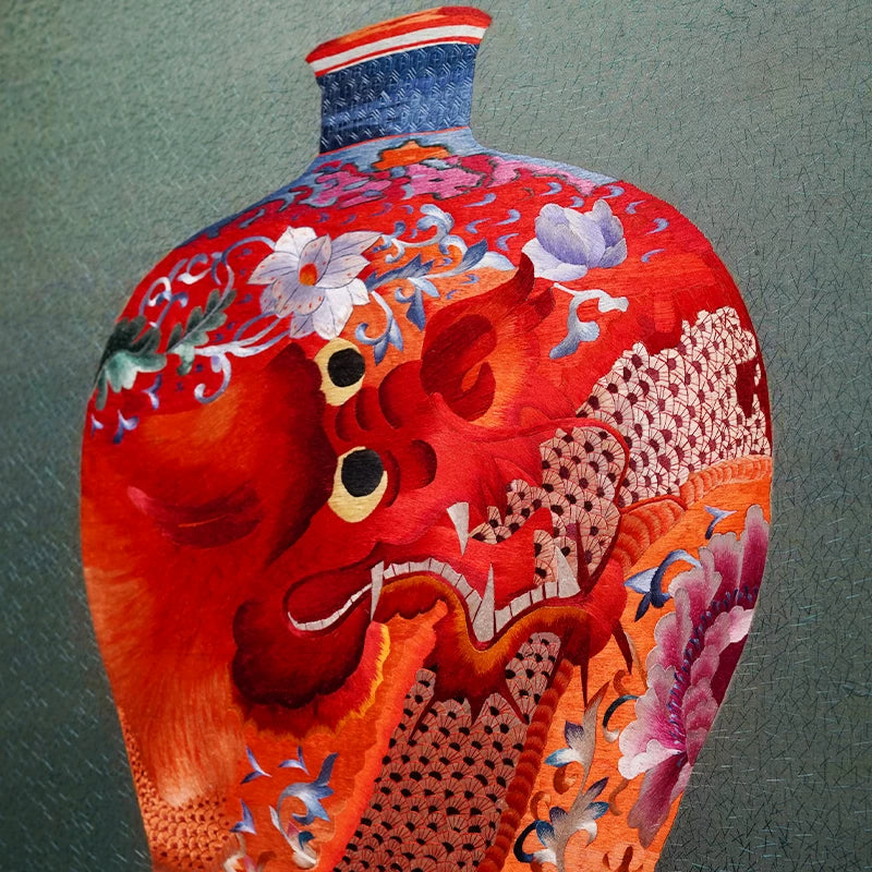 Handmade Su Embroidery - Chinese Porcelain Vase Art
