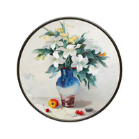 Round‑Framed Suzhou Embroidery Peace Vase Wall Hanging, Chinese Floral Art