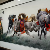 Silk Embroidery Eight Horses Prosperity Decor