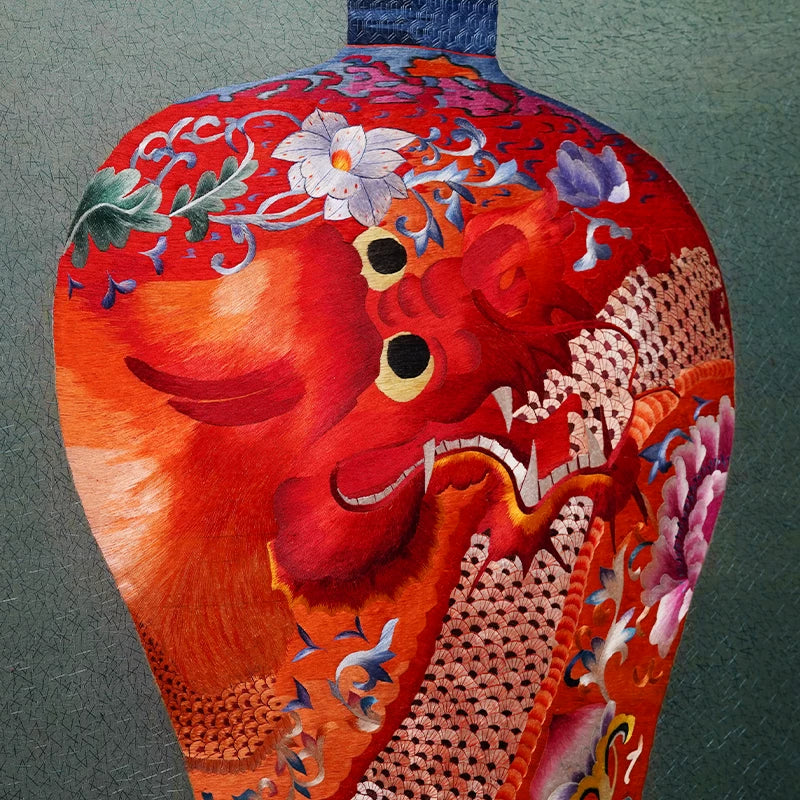 Handmade Su Embroidery - Chinese Porcelain Vase Art