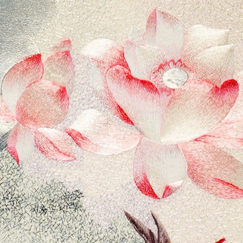**Hand‑Stitched Embroidery** Pure Lotus Charm‑Round