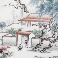Tranquil Mountain Dwelling Hand Embroidery, Oriental Ink‑Wash Wall Art