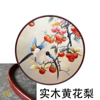 Round-Framed Suzhou Embroidery Persimmon Wall Hanging, Auspicious Chinese Art