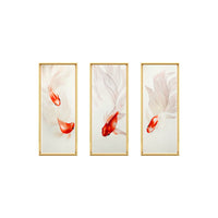 Lucky Surplus‑3‑Panel Red Goldfish Wall Decor
