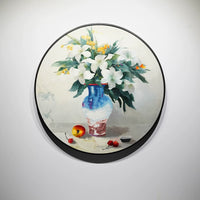 Round‑Framed Suzhou Embroidery Peace Vase Wall Hanging, Chinese Floral Art