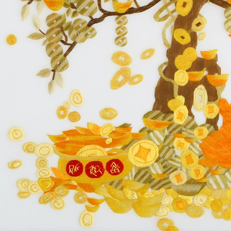 Gold & Treasure‑3‑Panel Money Tree Wall Decor