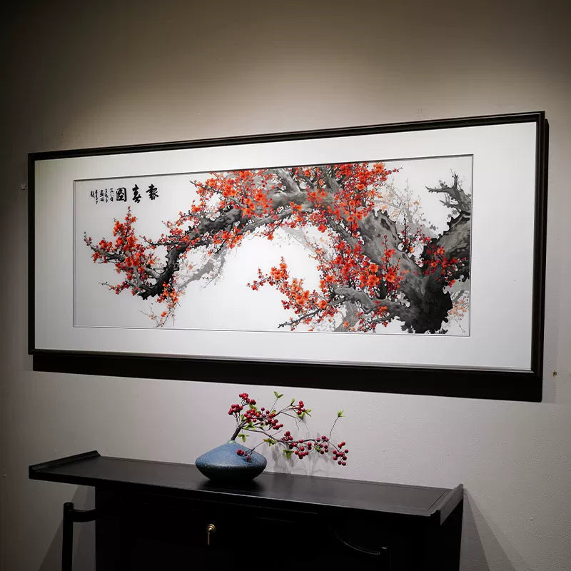 Chinese Silk Embroidery Plum Flower Wall Painting