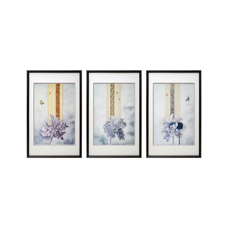 Purple Lotus Charm-3-Panel Embroidered Wall Decor