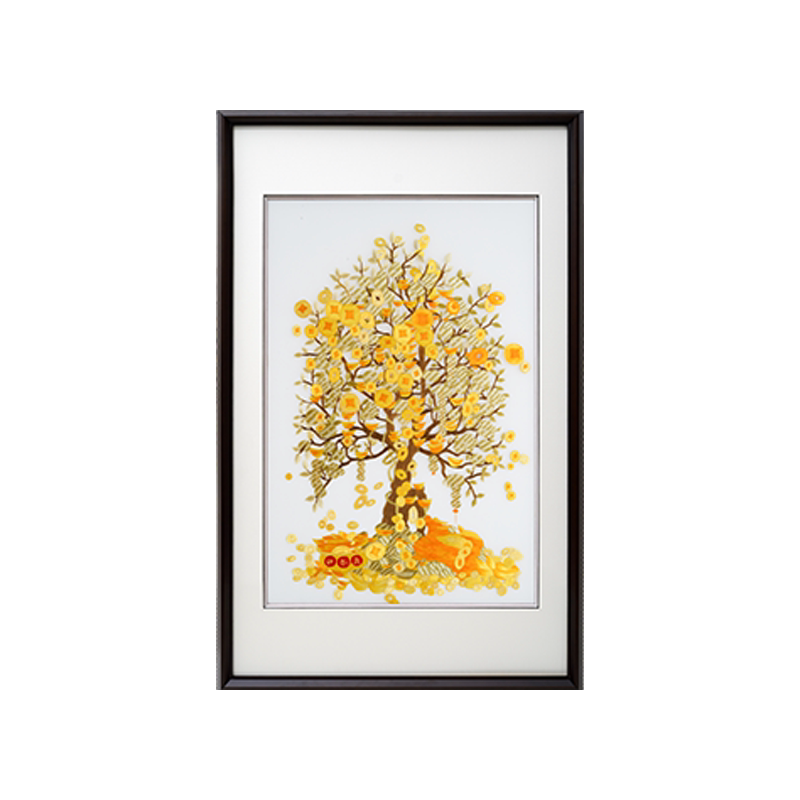 Gold & Treasure‑3‑Panel Money Tree Wall Decor