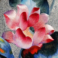 **Hand‑Stitched Embroidery** Pure Lotus Charm‑Round