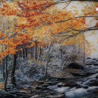 Silk Embroidery Fall Foliage Creek Landscape Art