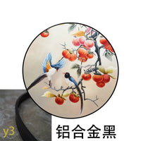 Round-Framed Suzhou Embroidery Persimmon Wall Hanging, Auspicious Chinese Art
