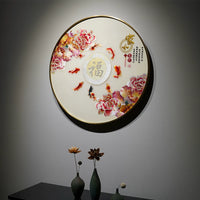 Handmade Koi Fish Blessing Framed Embroidery