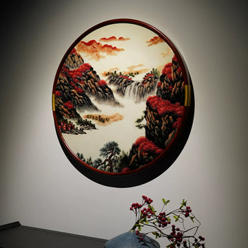 Hand‑Stitched Embroidery， Wisteria Joyful Birds, Elegant Oriental Round