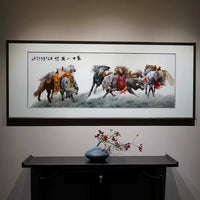 Silk Embroidery Eight Horses Prosperity Decor