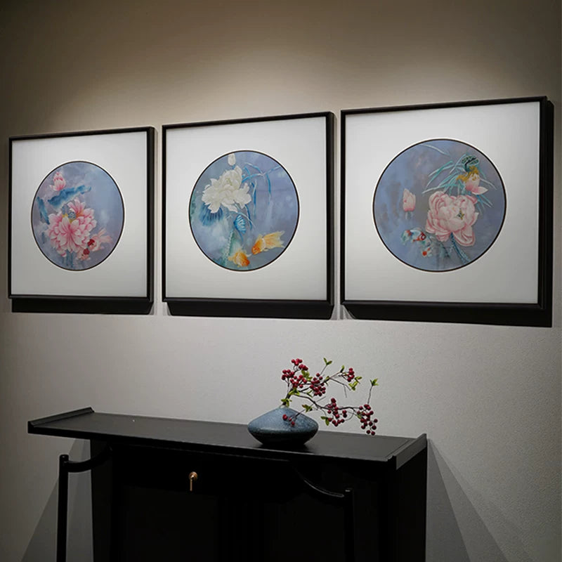 3‑Panel Suzhou Embroidery Wall Decor